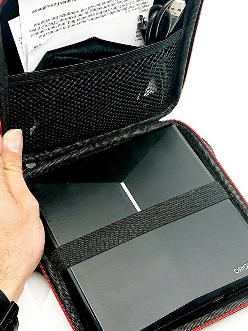 ORIGBELIE External CD DVD Drive USB 3.0 Burner Hub w/ Case